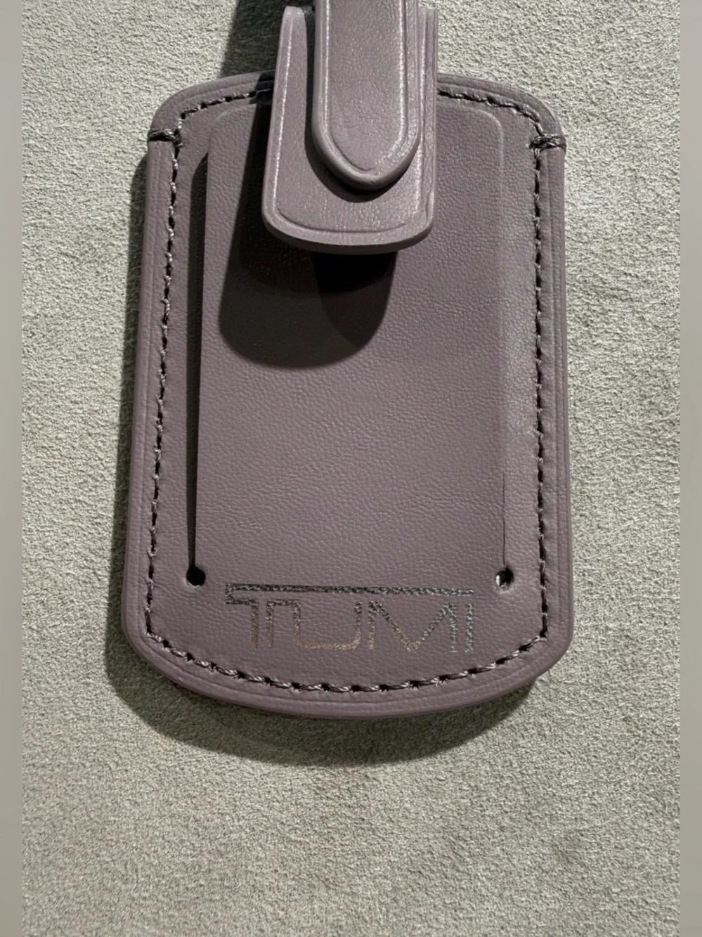 NEW Tumi 3.625” x 2.25” Leather Luggage Name Tag w/ Buckle - MAUVE